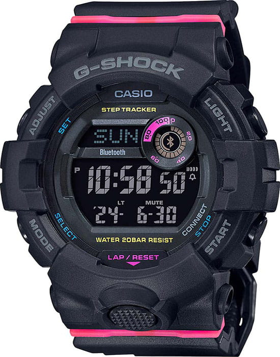Casio Casio G-Shock GMD-B800SC-1  GMD-B800SC-1ER электронные женские часы черный циферблат, браслет каучук — вид спереди